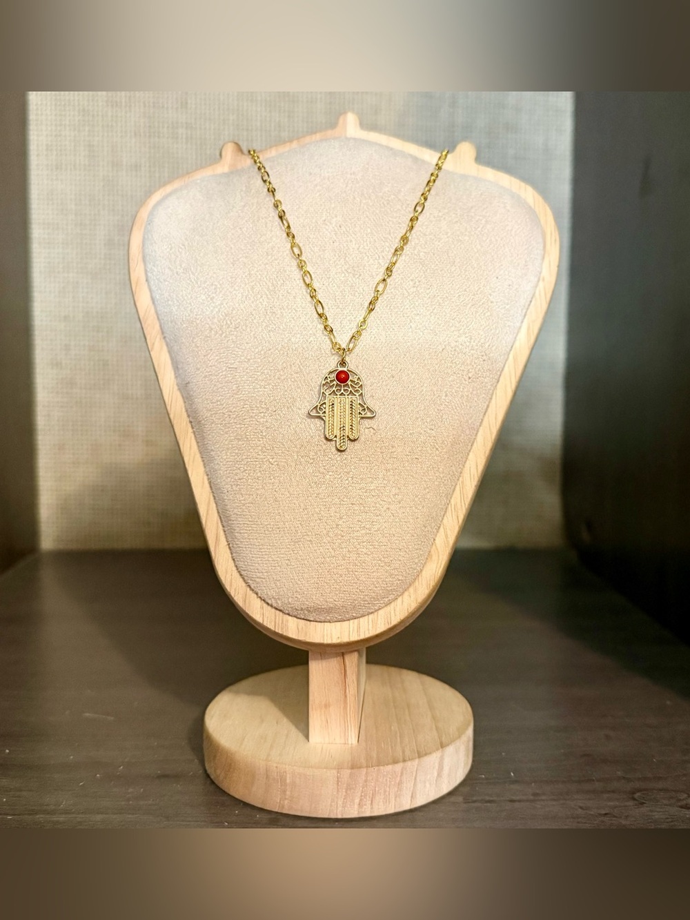 18k/.925 Hamsa Hand Red Coral Necklace 18”